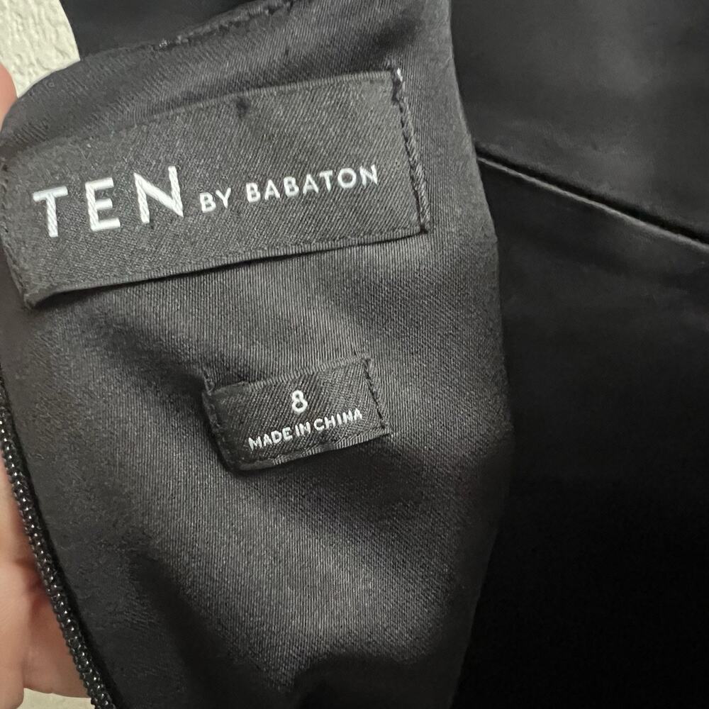 Ten By Babaton Espionage Satin Black Midi Dress Side Slit Sz 8 Cocktail Party - Picture 5 of 10